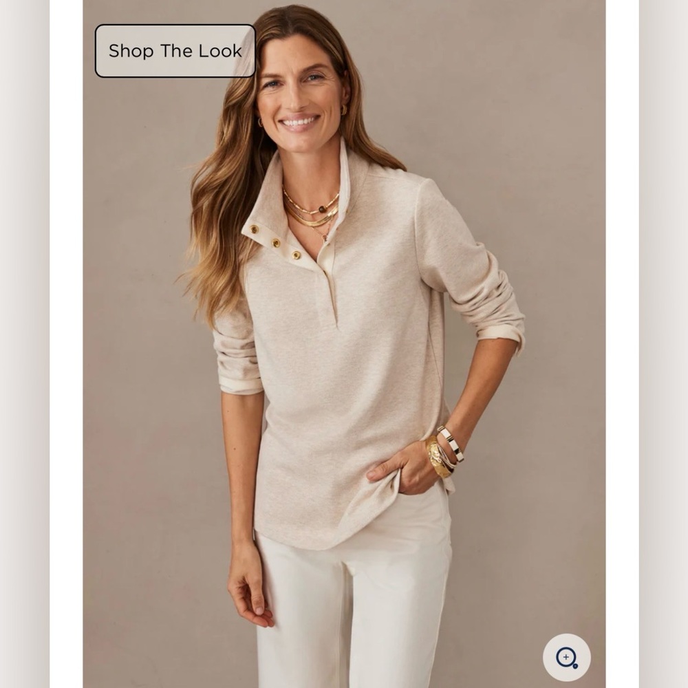 J Mclaughlin Pullover Fleece Sweatshirt Oatmeal Meadow Top